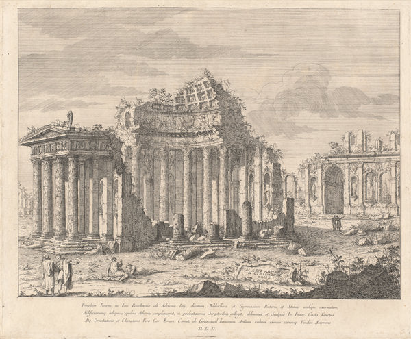 Templum Iunoni, ac Iovi Pavellennio (The Temple of Juno and Jupiter) by Giovanni Francesco Costa (Venetian, 1711 - 1773), 16X12"(A3)Poster Print