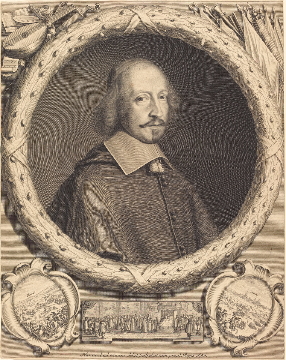 Cardinal Jules Mazarin by Robert Nanteuil and Israël Silvestre (French, 1621 - 1691), 16X12"(A3)Poster Print