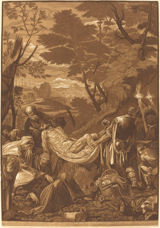 The Entombment by John Baptist Jackson after Jacopo Bassano (English, 1701 - c. 1780), 16X12"(A3)Poster Print