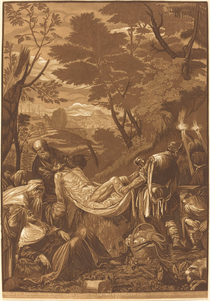The Entombment by John Baptist Jackson after Jacopo Bassano (English, 1701 - c. 1780), 16X12