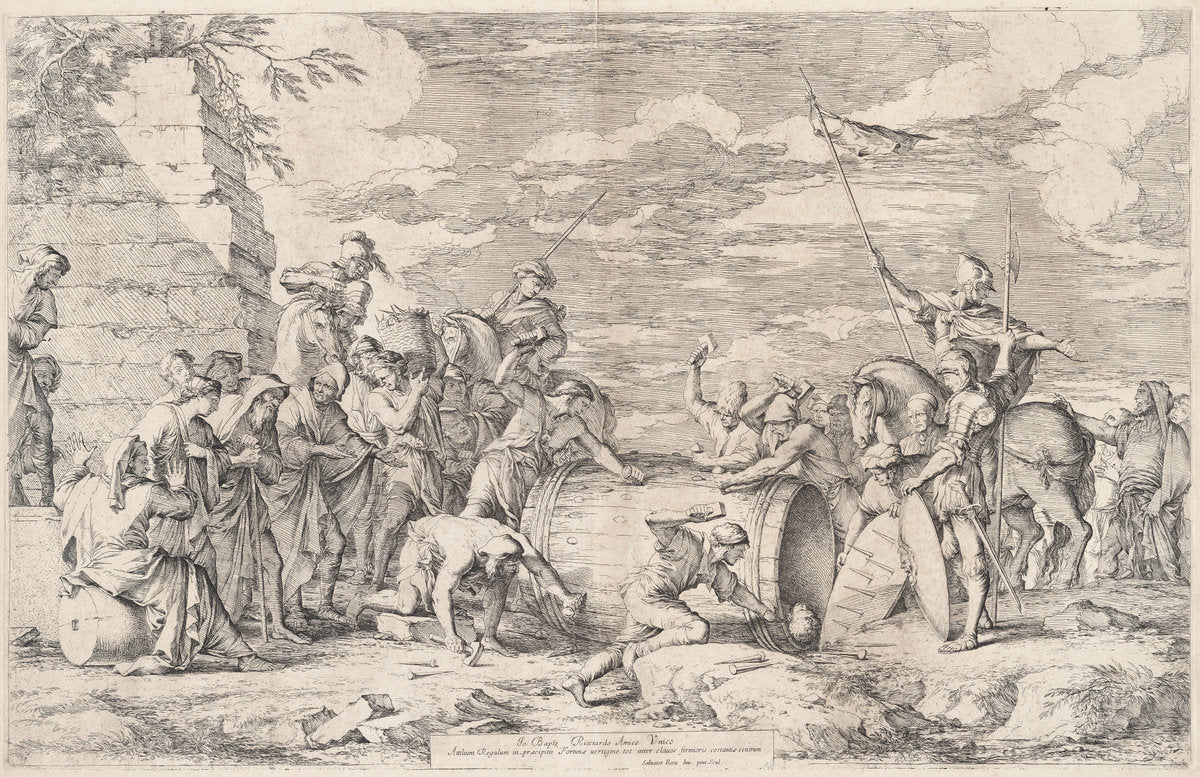 The Death of Atilius Regulus by Salvator Rosa (Neapolitan, 1615 - 1673), 16X12"(A3)Poster Print