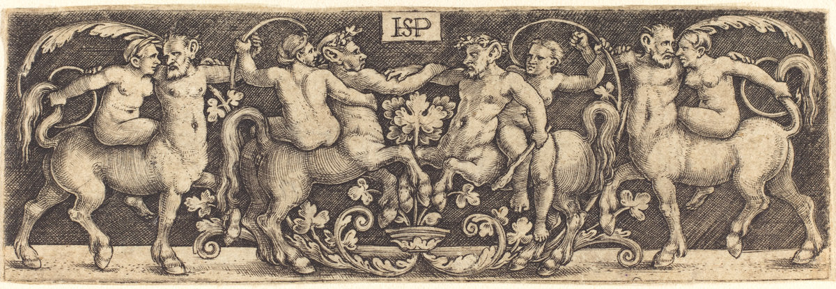 Frieze with Centaurs by Sebald Beham (German, 1500 - 1550), 16X12"(A3)Poster Print