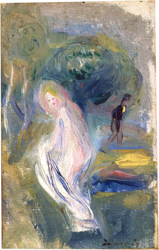 Nude with Figure in Background by Auguste Renoir (French, 1841 - 1919), 16X12"(A3)Poster Print