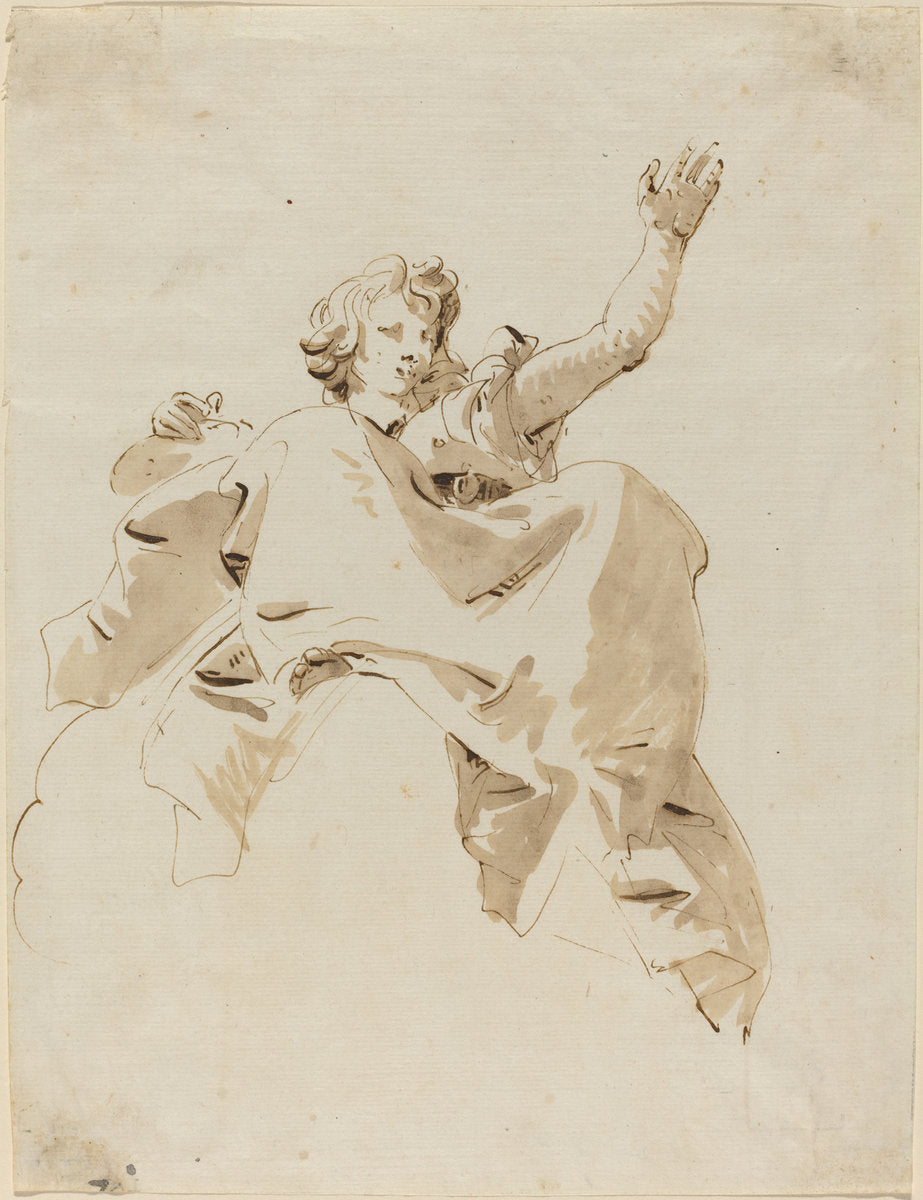 A Woman Seated on a Cloud, Seen from Below by Giovanni Battista Tiepolo (Venetian, 1696 - 1770), 16X12"(A3)Poster Print