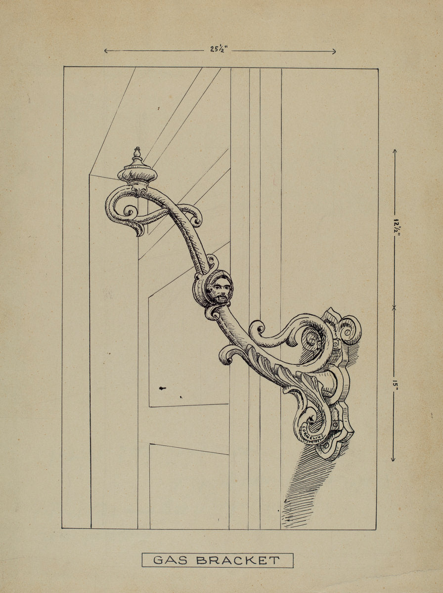 Cast Iron Lighting Brackets by Lucien Verbeke (American, active c. 1935), 16X12"(A3)Poster Print