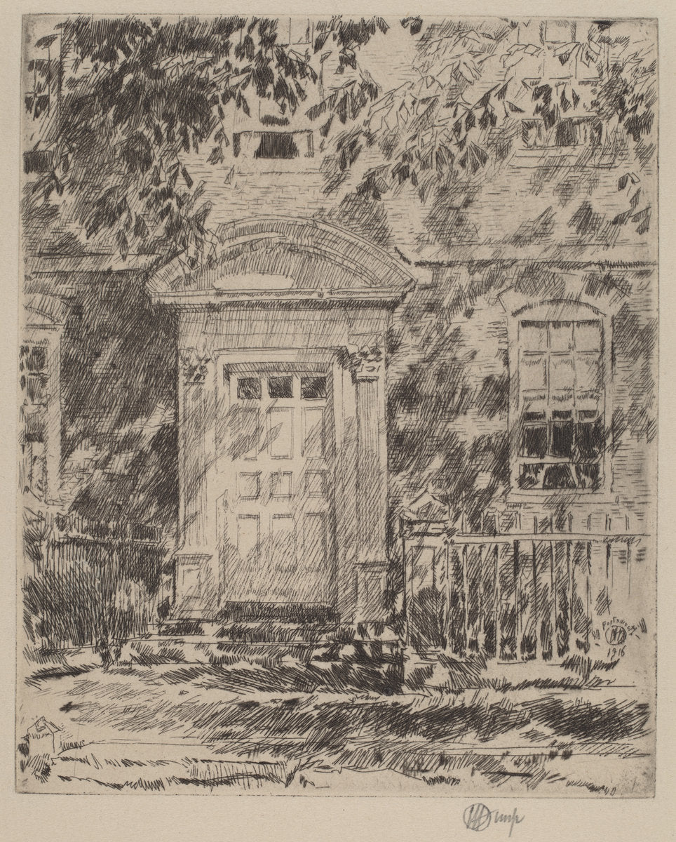 Portsmouth Doorway by Childe Hassam (American, 1859 - 1935), 16X12"(A3)Poster Print