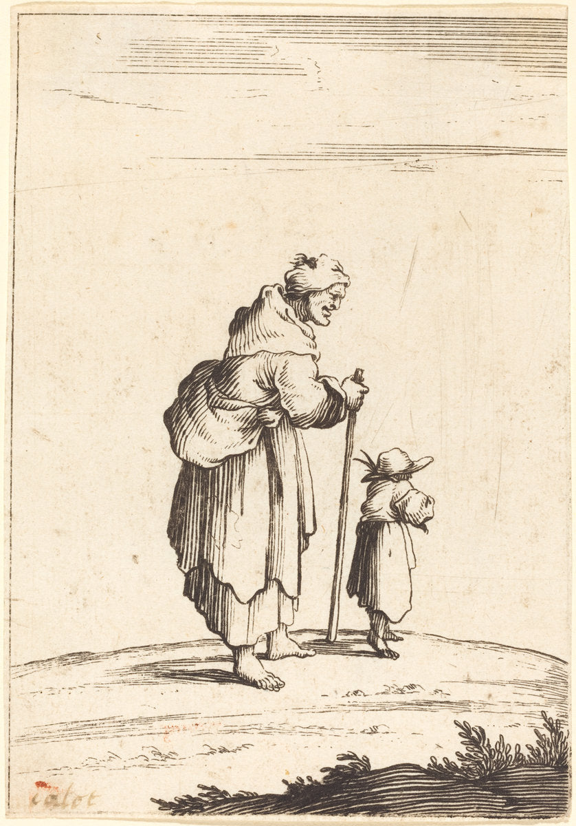 17th century by after Jacques Callot (Beggar Woman and Child), 16X12"(A3)Poster Print