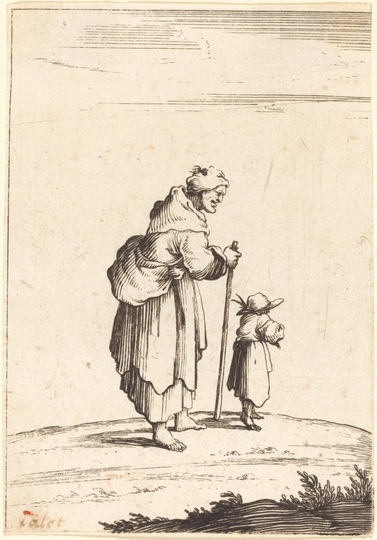 17th century by after Jacques Callot (Beggar Woman and Child), 16X12"(A3)Poster Print
