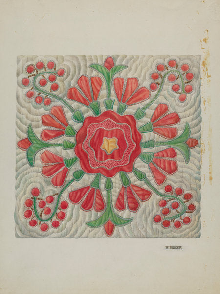 Applique Quilt by Ruth Buker (American, active c. 1935), 16X12"(A3)Poster Print