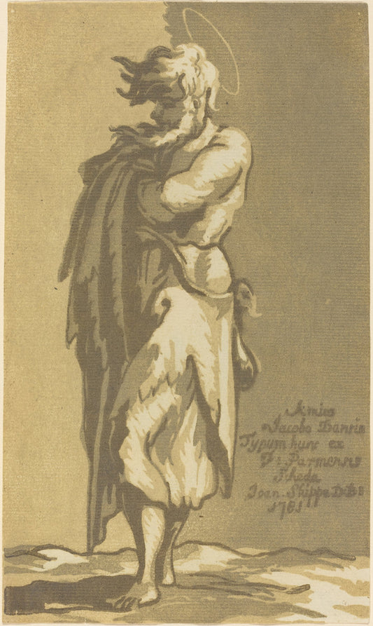 Male Saint Standing, with Folded Arms, Facing to the Left by John Skippe after Parmigianino (British, 1742 - 1812), 16X12"(A3)Poster Print