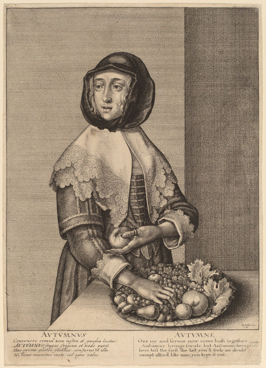 Autumn by Wenceslaus Hollar (Bohemian, 1607 - 1677), 16X12"(A3)Poster Print