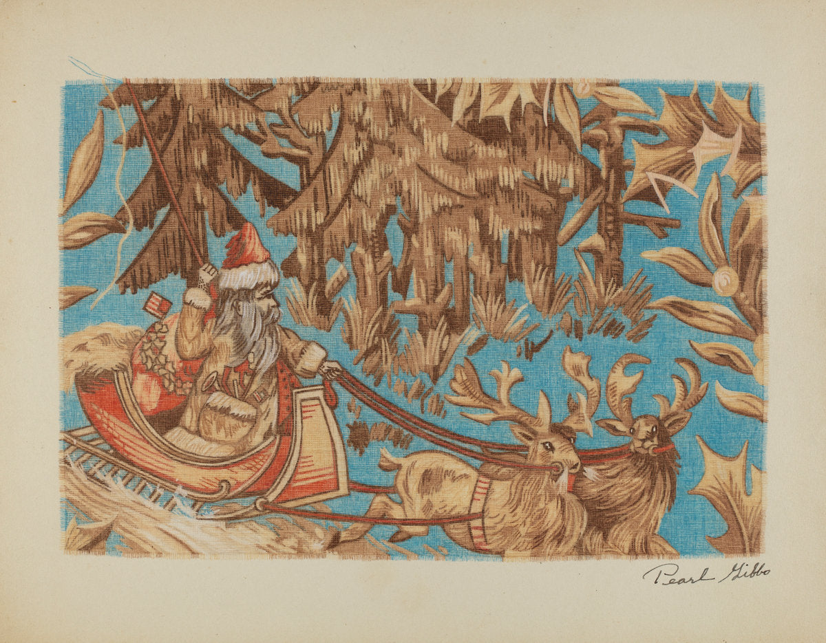 Santa Claus Tapestry by Pearl Gibbo (American, active c. 1935), 16X12"(A3)Poster Print