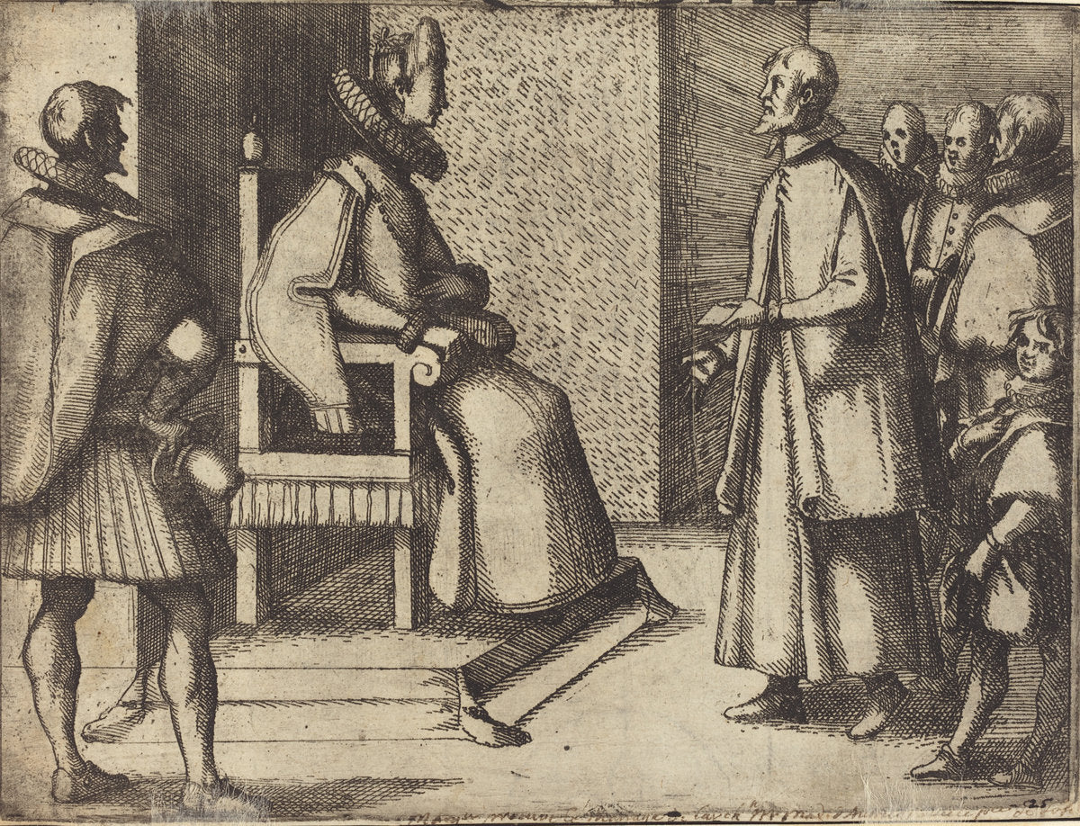 The Envoy of Tuscany thanking the Queen [verso] by Jacques Callot (French, 1592 - 1635), 16X12"(A3)Poster Print