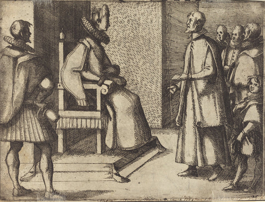 The Envoy of Tuscany thanking the Queen [verso] by Jacques Callot (French, 1592 - 1635), 16X12"(A3)Poster Print
