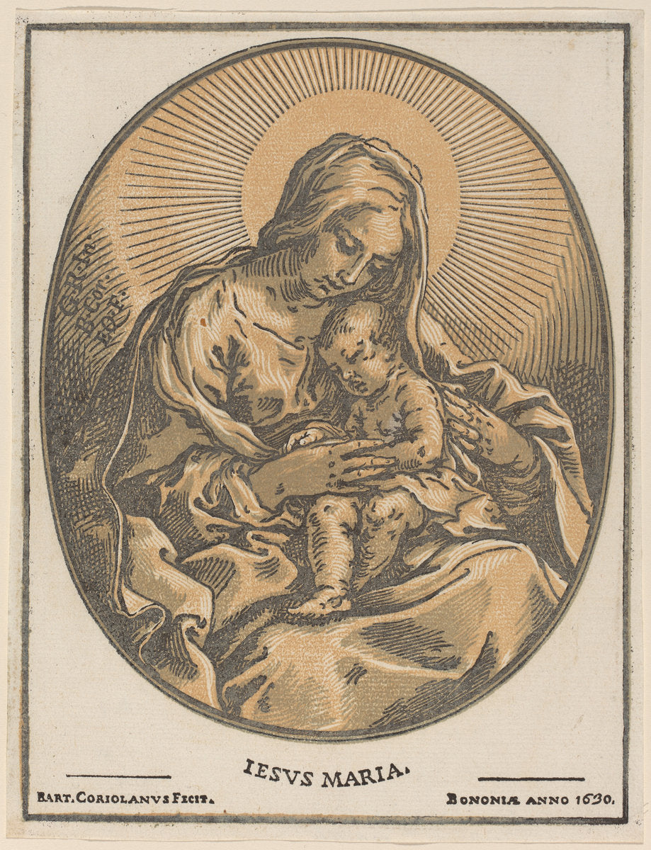 Virgin and Child by Bartolomeo Coriolano after Guido Reni (Italian, active 1627/1653), 16X12"(A3)Poster Print