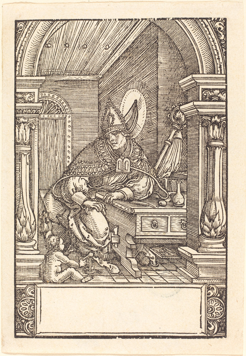 Saint Augustine by Hans Springinklee (German, active 1512/1522), 16X12"(A3)Poster Print