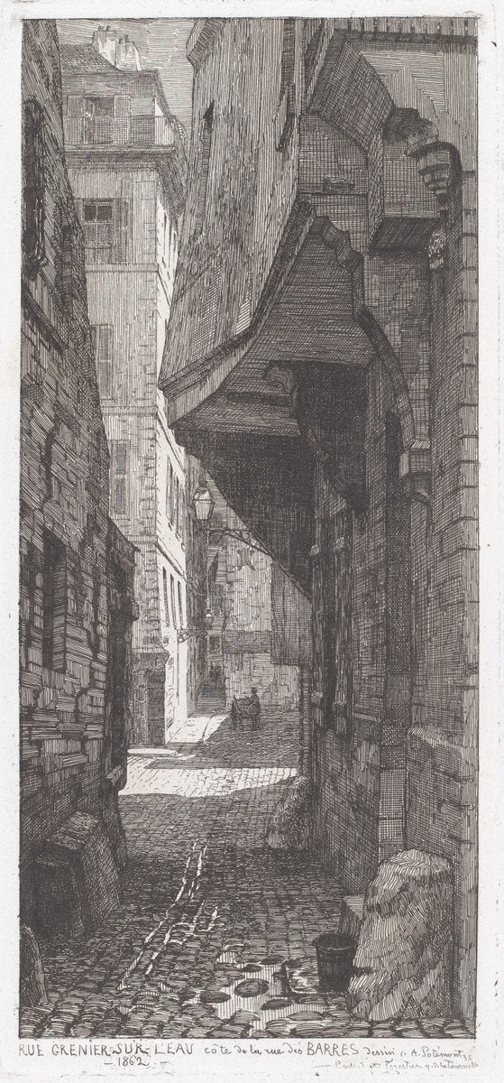 Rue Grenier sur l'eau, côté de la rue des Barres by Adolphe Théodore Jules Martial Potémont (French, 1828 - 1883), 16X12"(A3)Poster Print