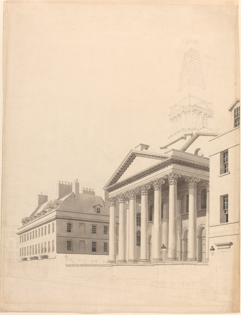 St. George's, Bloomsbury by Thomas Malton (British, 1748 - 1804), 16X12"(A3)Poster Print
