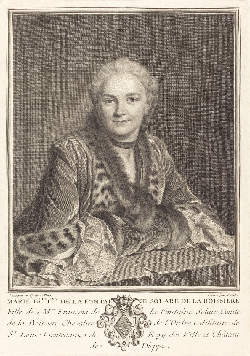 Marie Gallelise de la Fontaine by Louis Petit after Maurice-Quentin de La Tour (French, 1760 - c. 1812), 16X12"(A3)Poster Print