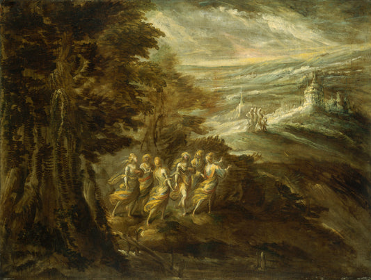 late 16th century by Emilian 16th Century (Fantastic Landscape with Figures), 16X12"(A3)Poster Print