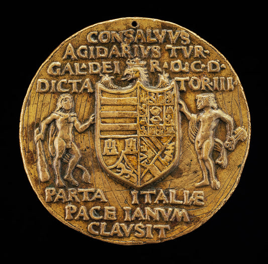 Shield Supported by Hercules and Janus [reverse] by Master of Coriolanus (Italian, active c. 1500), 16X12"(A3)Poster Print