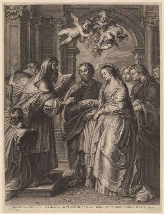 The Marriage of the Virgin by Schelte Adams Bolswert after Sir Peter Paul Rubens (Flemish, 1586 - 1659), 16X12"(A3)Poster Print