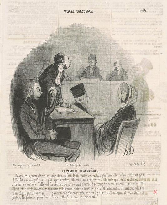 La plainte en adultère by Honoré Daumier (French, 1808 - 1879), 16X12"(A3)Poster Print