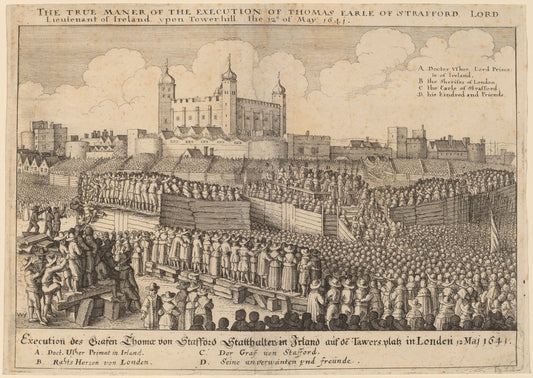 Execution of Thomas Wentworth by Wenceslaus Hollar (Bohemian, 1607 - 1677), 16X12"(A3)Poster Print