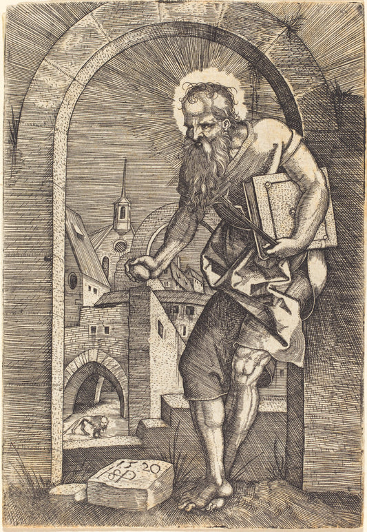 Saint Jerome at the Arch by Sebald Beham (German, 1500 - 1550), 16X12"(A3)Poster Print