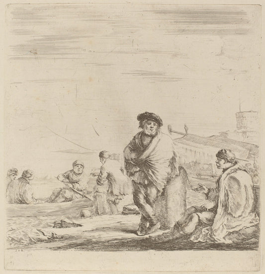 Standing Sailor Talking with a Seated Levantine by Stefano Della Bella (Italian, 1610 - 1664), 16X12"(A3)Poster Print