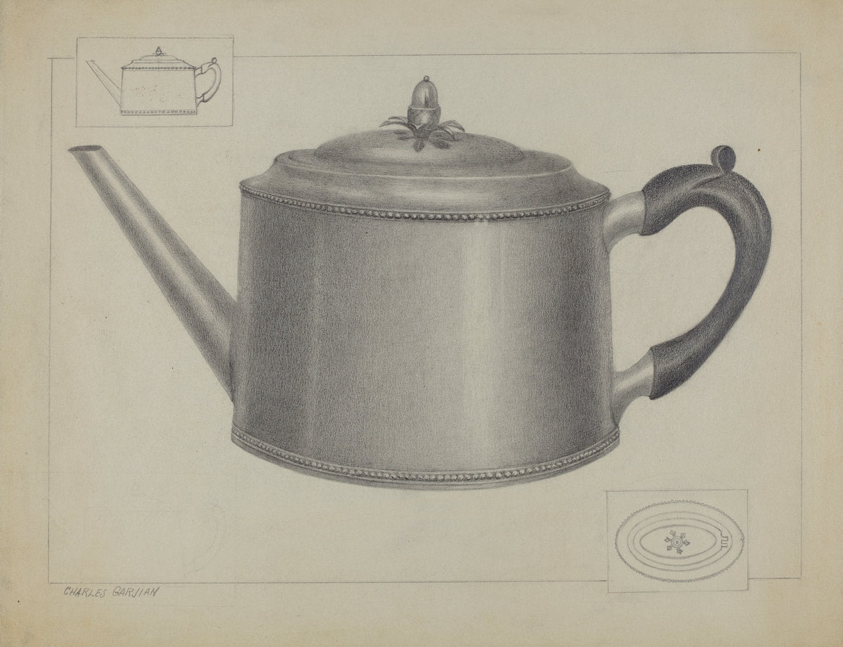 Silver Teapot by Charles Garjian (American, active c. 1935), 16X12"(A3)Poster Print