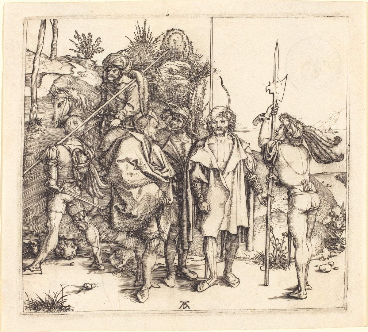 Five Soldiers and a Turk on Horseback by Albrecht Dürer (German, 1471 - 1528), 16X12"(A3)Poster Print