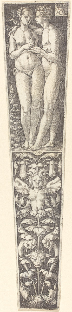 Ornament with Naked Couple by Heinrich Aldegrever (German, 1502 - 1555/1561), 16X12"(A3)Poster Print