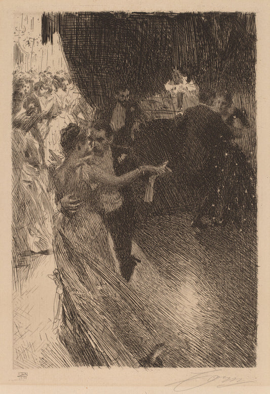 The Waltz by Anders Zorn (Swedish, 1860 - 1920), 16X12"(A3)Poster Print