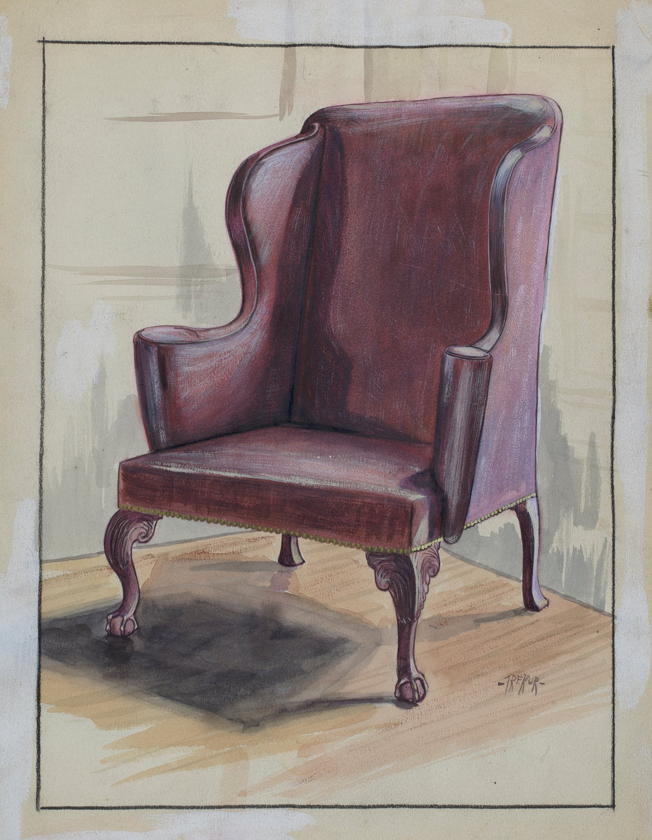 Wing Chair by Michael Trekur (American, active c. 1935), 16X12"(A3)Poster Print