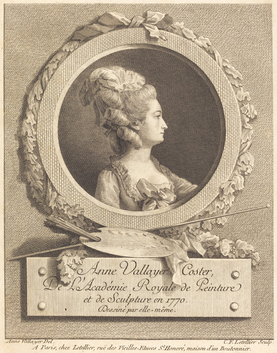 Anne Vallayer-Coster by Charles Francois Le Tellier after Anne Vallayer-Coster (French, 1743 - probably 1800), 16X12"(A3)Poster Print