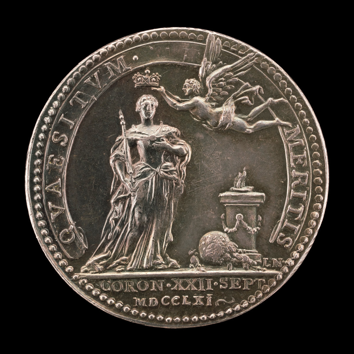 Fame Crowning the Queen before an Altar [reverse] by Johann Lorenz Natter (German, 1705 - 1763), 16X12"(A3)Poster Print