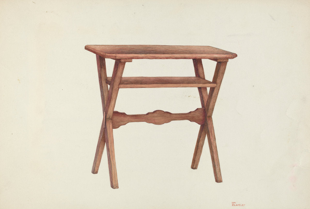 Wooden Table by Hal Blakeley (American, active c. 1935), 16X12"(A3)Poster Print