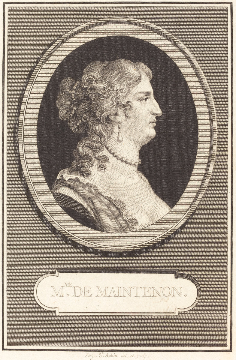 Madame de Maintenon by Augustin de Saint-Aubin (French, 1736 - 1807), 16X12"(A3)Poster Print