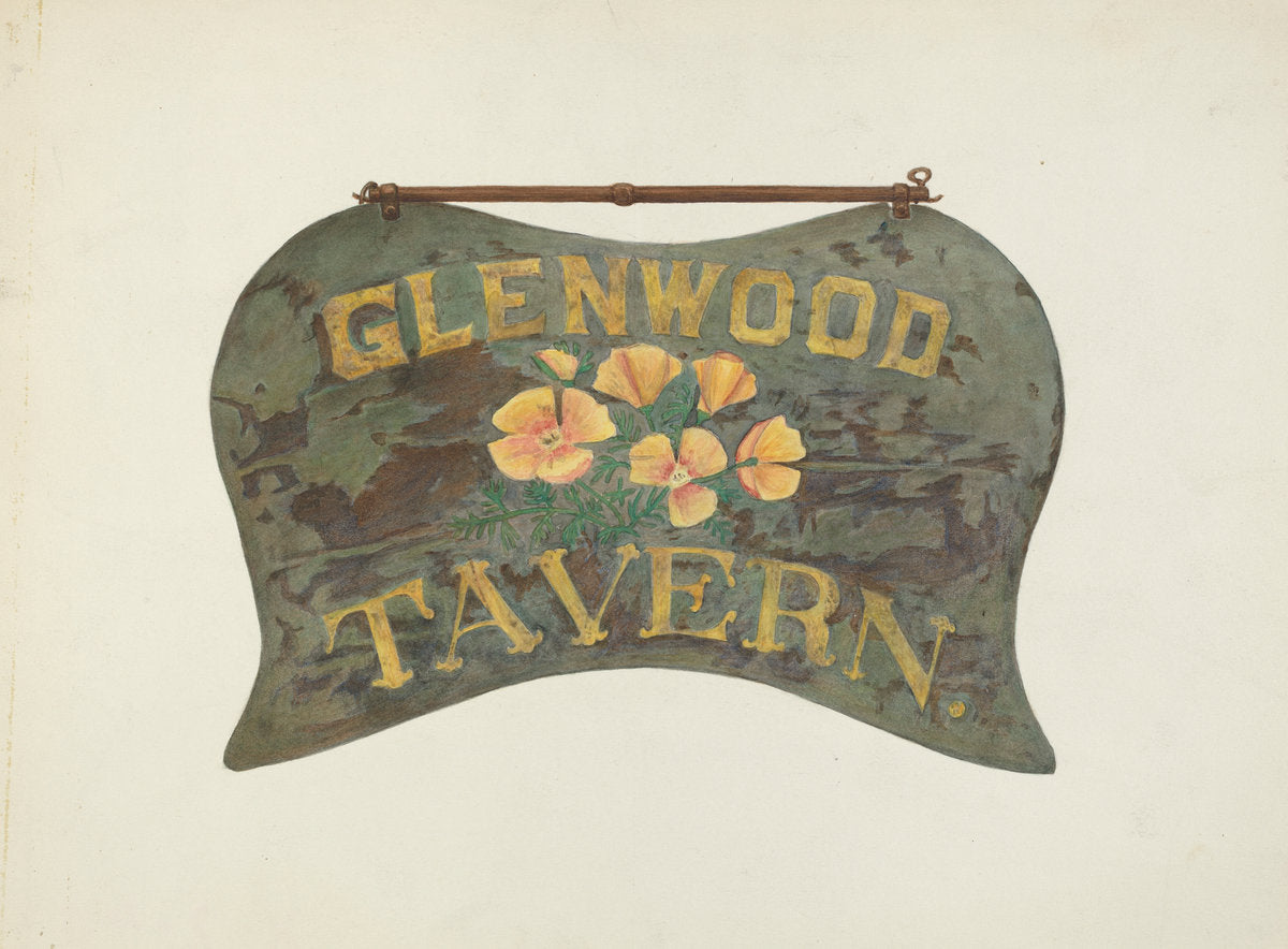 Tavern Sign by Robert W.R. Taylor (American, active c. 1935), 16X12"(A3)Poster Print