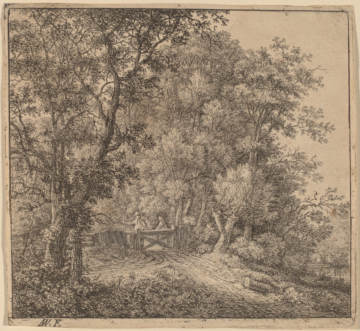 Two Men at a Gate by Anthonie Waterloo (Dutch, 1609/1610 - 1690), 16X12"(A3)Poster Print