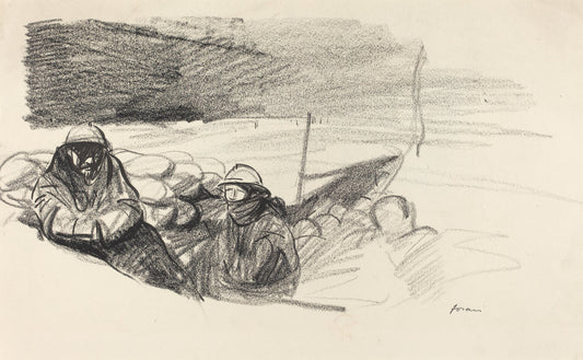 Two Soldiers in a Trench by Jean-Louis Forain (French, 1852 - 1931), 16X12"(A3)Poster Print