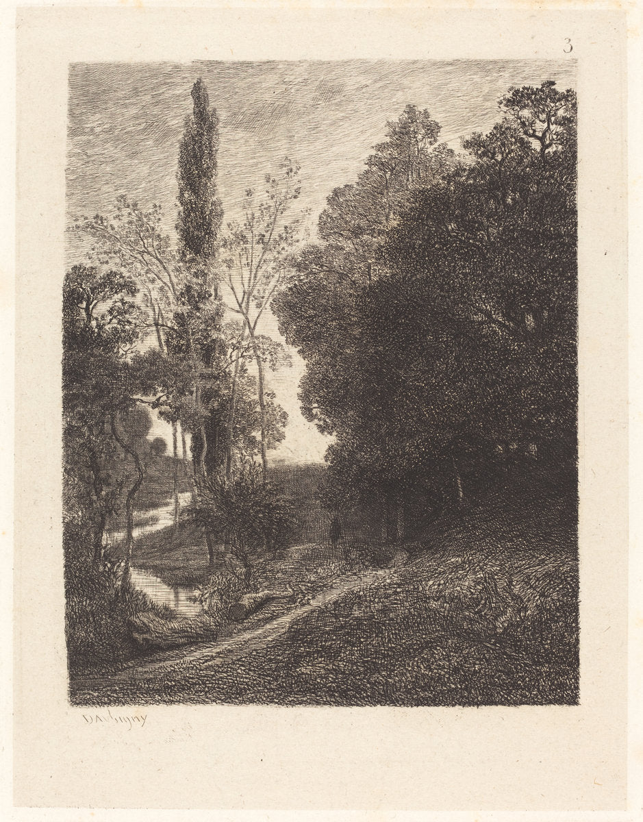 The Banks of the Cousin (Les Bords du Cousin) by Charles-François Daubigny (French, 1817 - 1878), 16X12"(A3)Poster Print