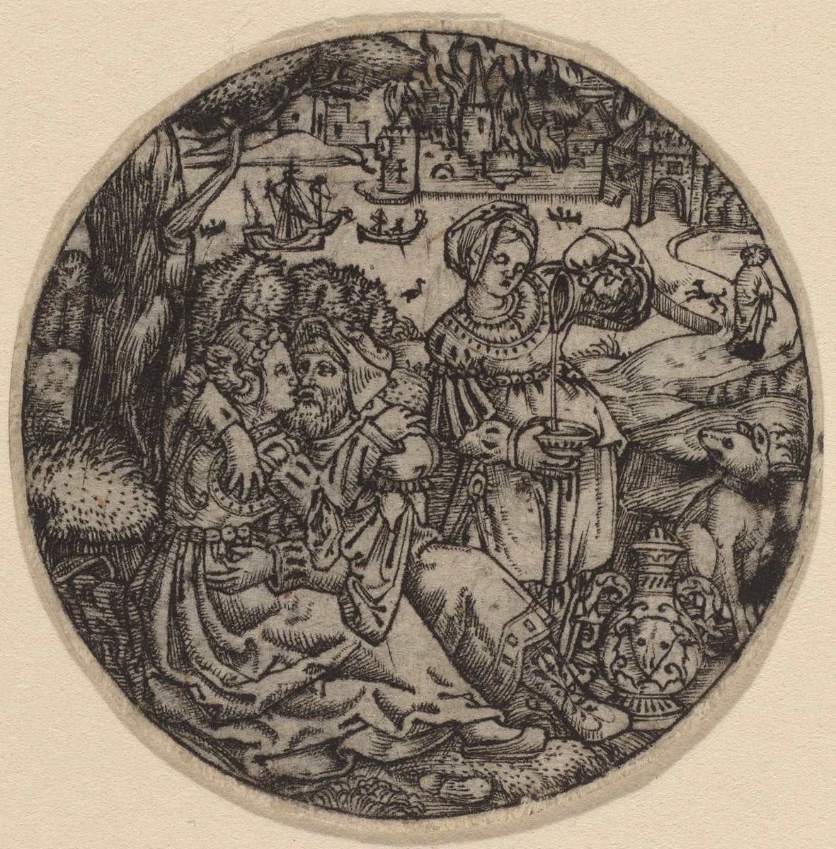 Lot and His Daughters by Master S (Flemish, active 1505/1520), 16X12"(A3)Poster Print