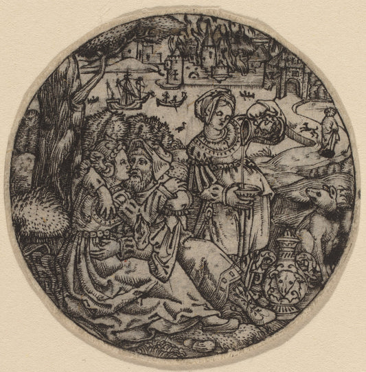Lot and His Daughters by Master S (Flemish, active 1505/1520), 16X12"(A3)Poster Print