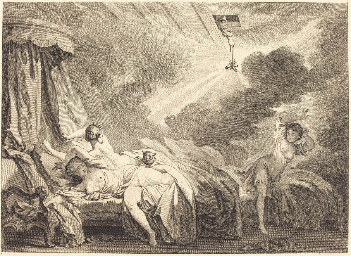 The Fireworks by Pierre-Laurent Auvray after Jean-Honoré Fragonard (French, born 1736), 16X12"(A3)Poster Print
