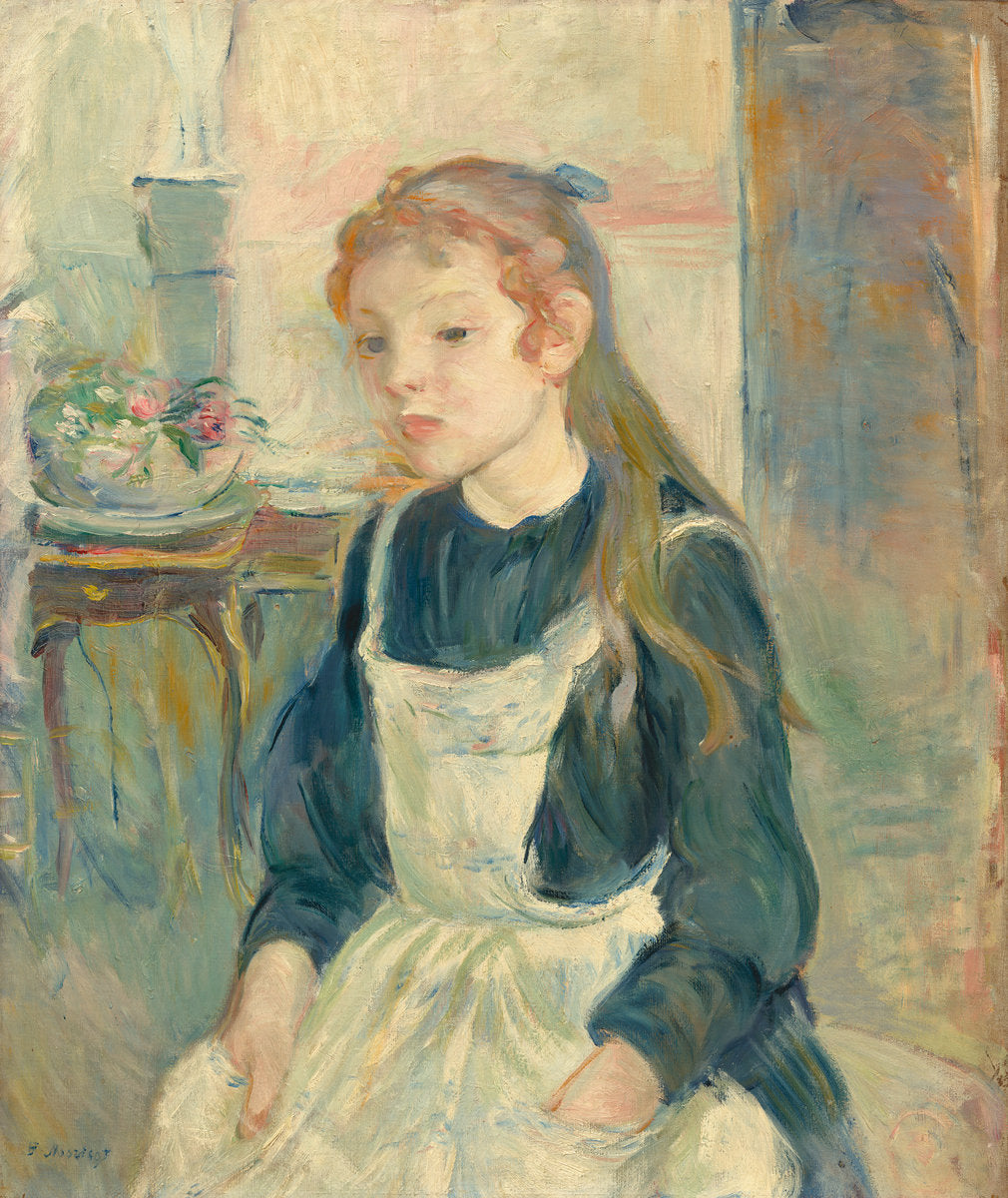 Young Girl with an Apron by Berthe Morisot (French, 1841 - 1895), 16X12"(A3)Poster Print