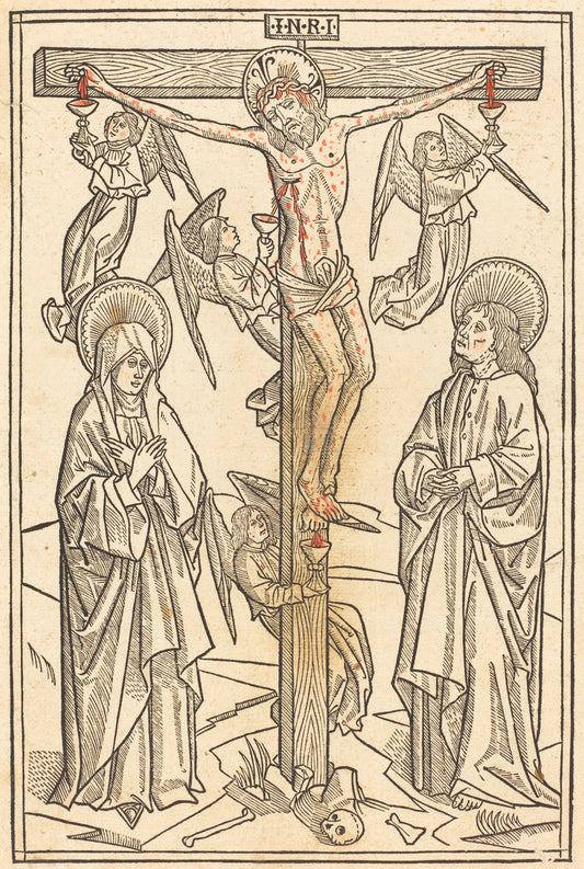 1481 by German 15th Century (Christ on the Cross with Angels), 16X12"(A3)Poster Print