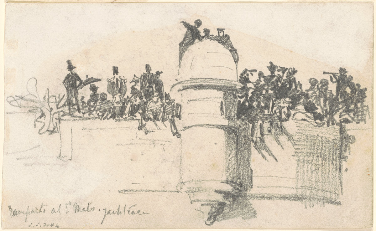 Ramparts at St. Malo—Yacht Race by John Singer Sargent (American, 1856 - 1925), 16X12"(A3)Poster Print