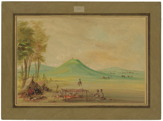 Expedition Encamped on a Texas Prairie.  April 1686 by George Catlin (American, 1796 - 1872), 16X12"(A3)Poster Print